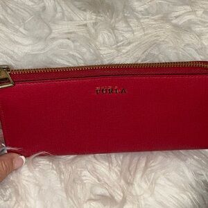 FURLA Women's Ruby Red Saffiano Leather Babylon XL Zip Around Wallet